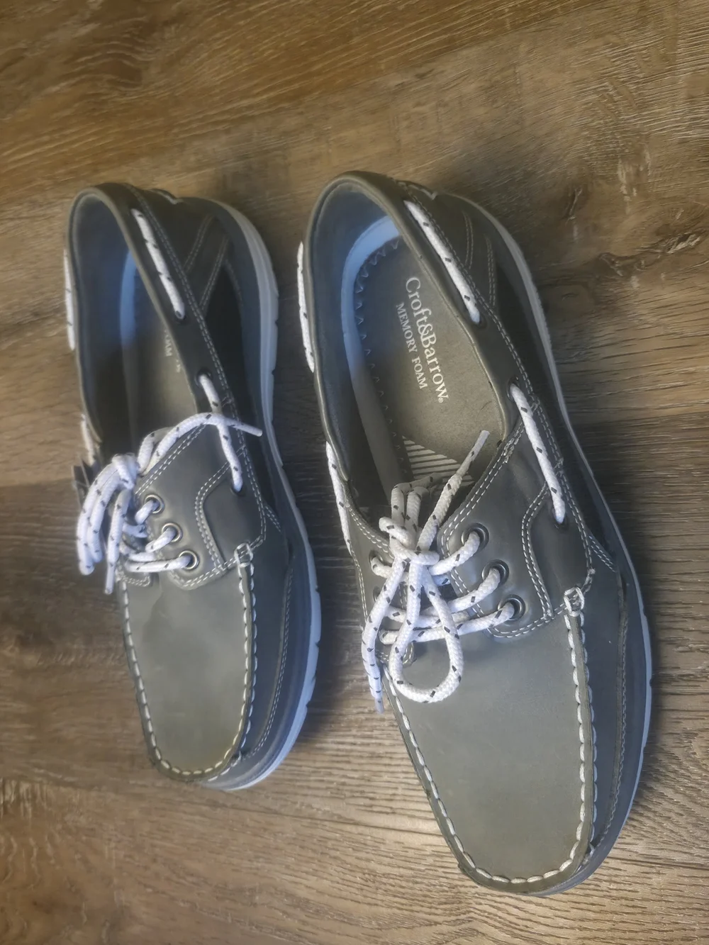 New With Tags...Croft & Barrow Gray Men's Boat Shoes with White Laces